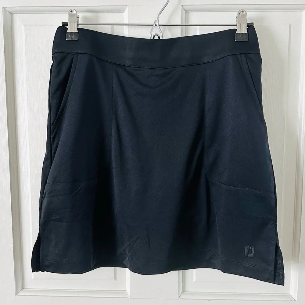 NEW! FootJoy Performance Interlock Knit Skort Black Shorts Skirt Pockets Size S